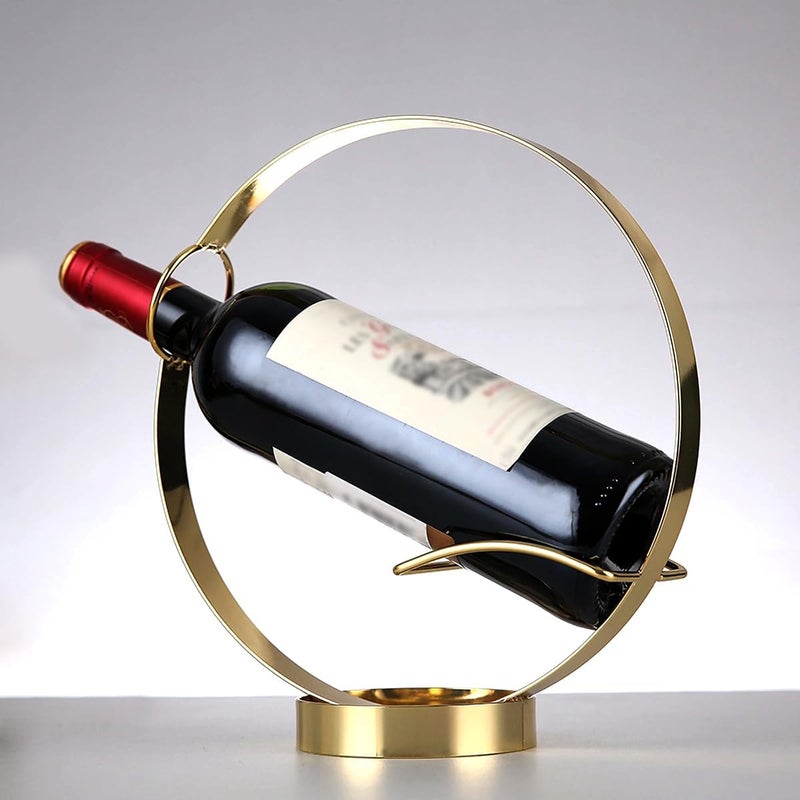 GeLive Gold Wine Bottle Holder Single Bottle Display Stand Freestanding Wine Rack Kitchen Table Decor Wine Shelf Countertop Artistic Home Crafts Decoration Coffee Bar Barware Accessory Wine Lover Gift - Image 1